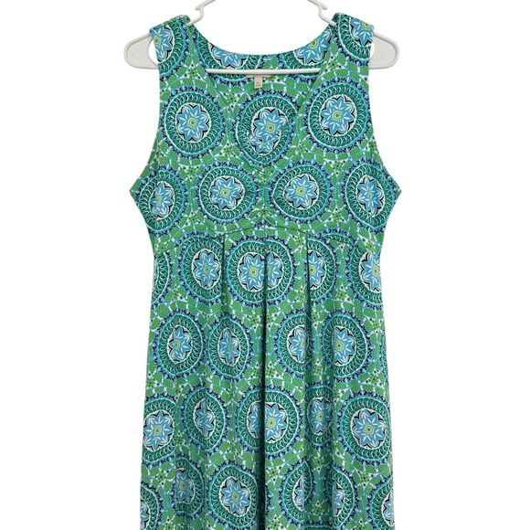 TALBOTS Women's MEDIUM P -Maxi Dress Green medallion Print Empire Waist Sundress - Picture 3 of 7